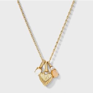 14K Gold Dipped Heart with Rose Quartz, Cubic Zirconia, Mother of Pearl Necklace